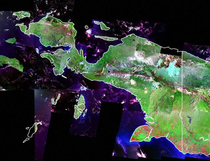 Satellite mosaic of Papua in 1990.
